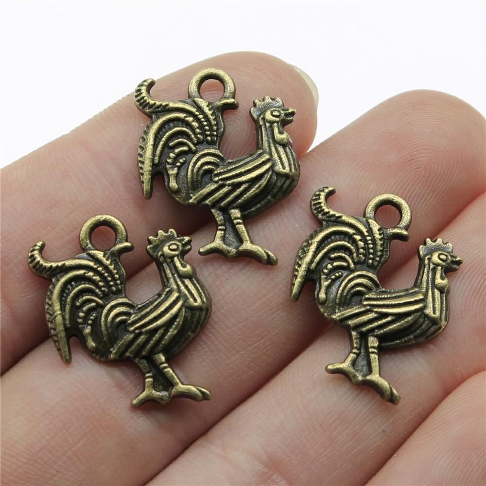 10pcs Animal Charms Rooster Cock Chicken Charms Antique Silver Color Pendants DIY Crafts Making Findings Handmade Jewelry