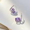 Gorgeous Purple Cubic Zirconia Stud Earrings For Women Newly Designed Bridal Wedding Accessories Aesthetic Jewelry