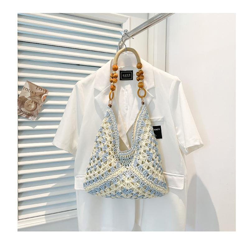 Τσάντα από ψάθα μεγάλης χωρητικότητας Καλοκαιρινές διακοπές στην παραλία Γλυκιά τσάντα ώμου για μετακινήσεις