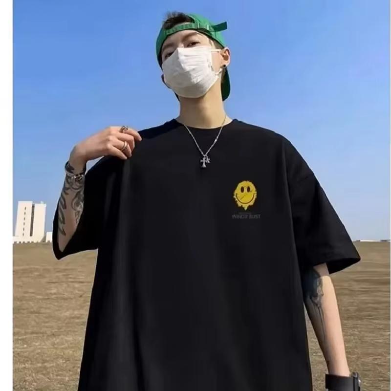 Large Cotton Men's Korean Printed Short Sleeved T-shirt for Summer Men's Casual Fashion Short Sleeved T-shirt for Men's Clothing