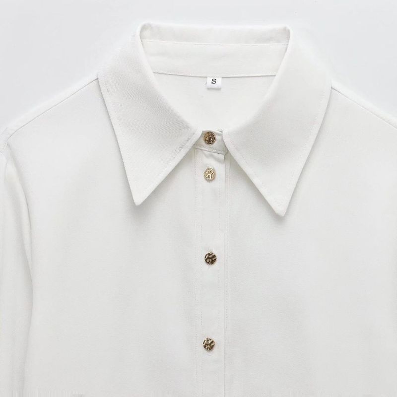 Kaslead New Arrival Women's Fashion Style Fashion Metal Texture Button Elegant Shirt 87040635