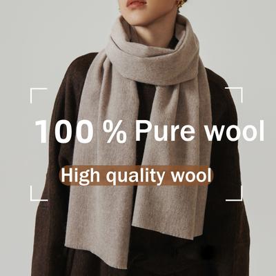 Autumn And Winter New Women'S Short Beard Solid Color 100% Wool Luxury Versatile Elegant Scarf Warm Simple Shawl Scarf