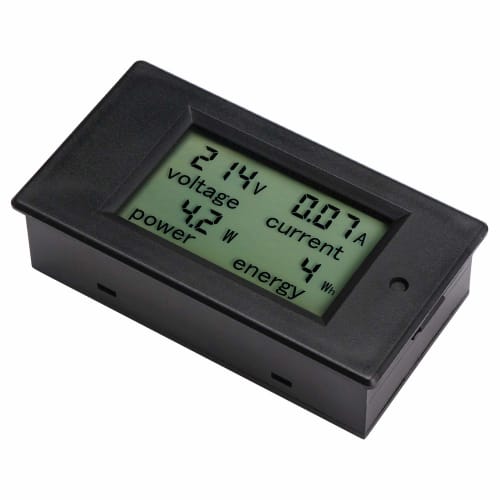 DROK AC Digital Voltmeter Ammeter, 80-260V, 20A LCD Display with Built-in Current Shunt, Multimeter for Voltage, Amperage, Power, and Energy, Blue Bac