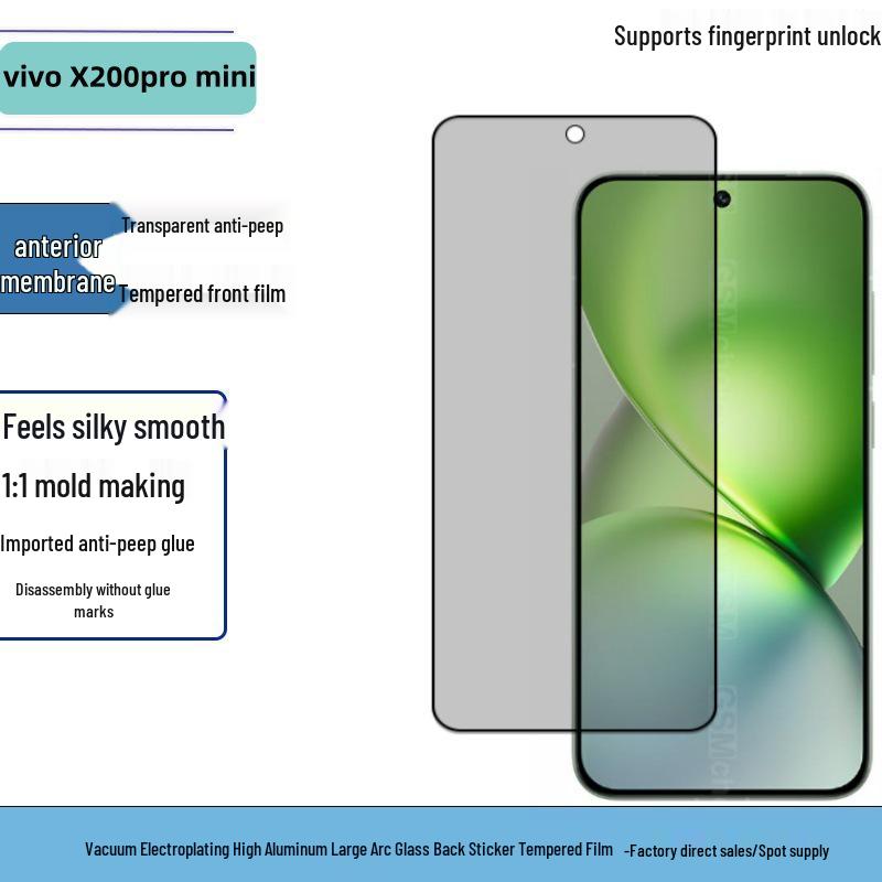 Vivo X200 Pro Mini Tempered Glass Screen Protector - Full Coverage, Anti-Peep, Transparent Film