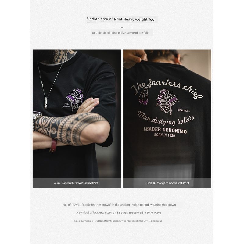 Madden Tee Retro Indian Half Sleeve Men Summer Workwear