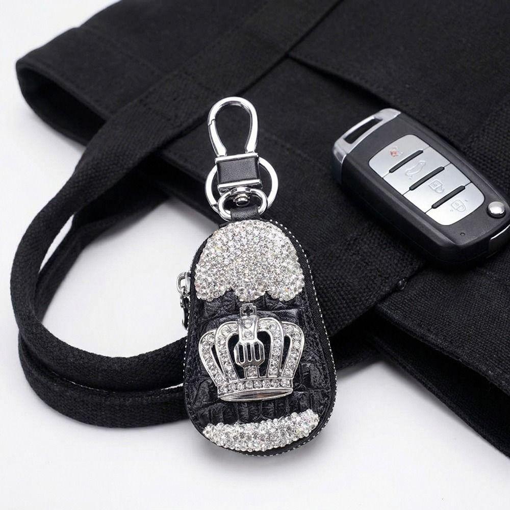 Metal Hook Car Key Case Crystal Rhinestone Keychain Accessories  Key Storage Solution