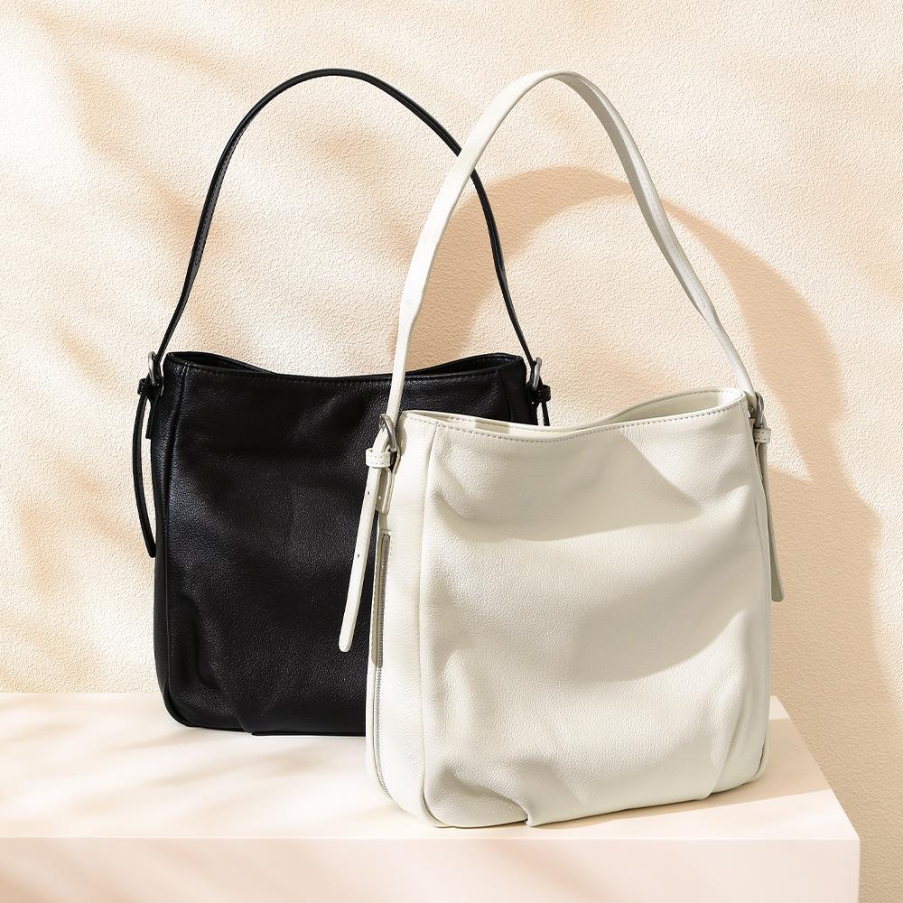 Fashionable Bag Genuine Leather Single-shoulder Bag Underarm Bag Simple and Versatile Bucket Bag
