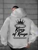 Men's Fashionable Crown and Thorn Print Hooded Sweatshirt, a Comfortable and Casual Everyday Top.