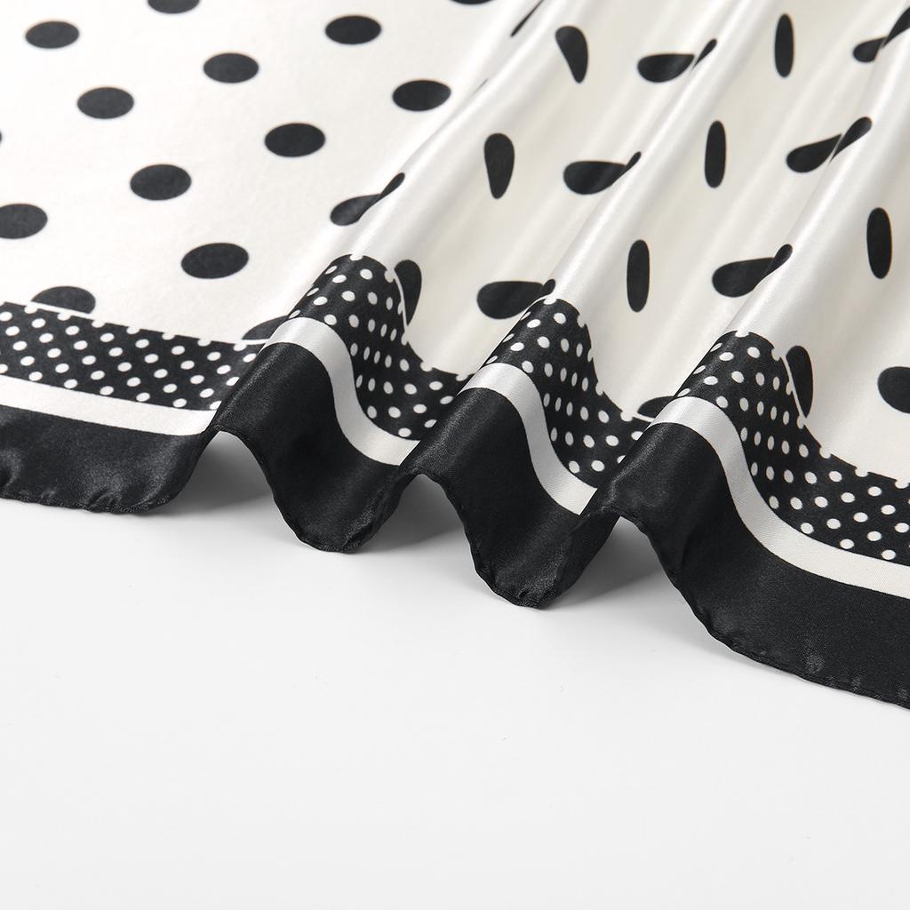 Silk Scarf Polka Dot Satin Square Scarf Retro Hair Band Sunscreen Shawl Wrap Versatile Decoration Scarf For Women