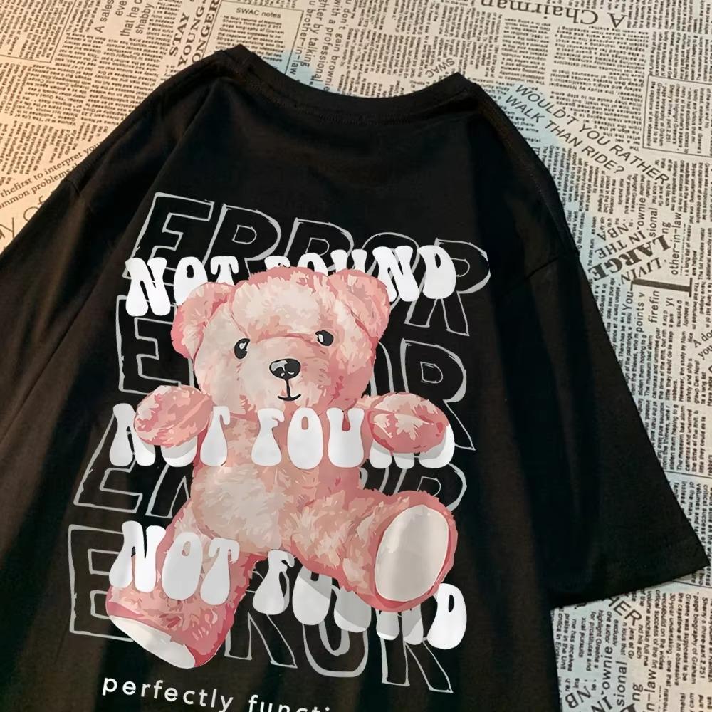 Not Found Perfectly Functional Teddy Bear Mens T-Shirts High Quality Cotton Clothes Loose Cotton Breathable T Shirt O-Neck Tops