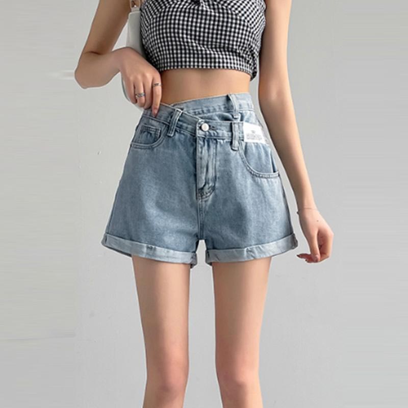 High Waist Jeans Shorts Women Summer Loose Denim Shorts Fashion Straight Five-point Pant Y2K Clothes Bottoms