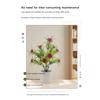 Multicolor Artificial Rose Flower Bonsai White Flowerpot Photo Props Desktop Ornament Green Grass Reusable