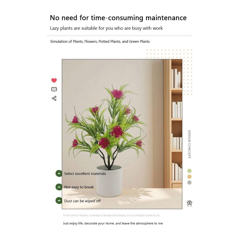 Multicolor Artificial Rose Flower Bonsai White Flowerpot Photo Props Desktop Ornament Green Grass Reusable