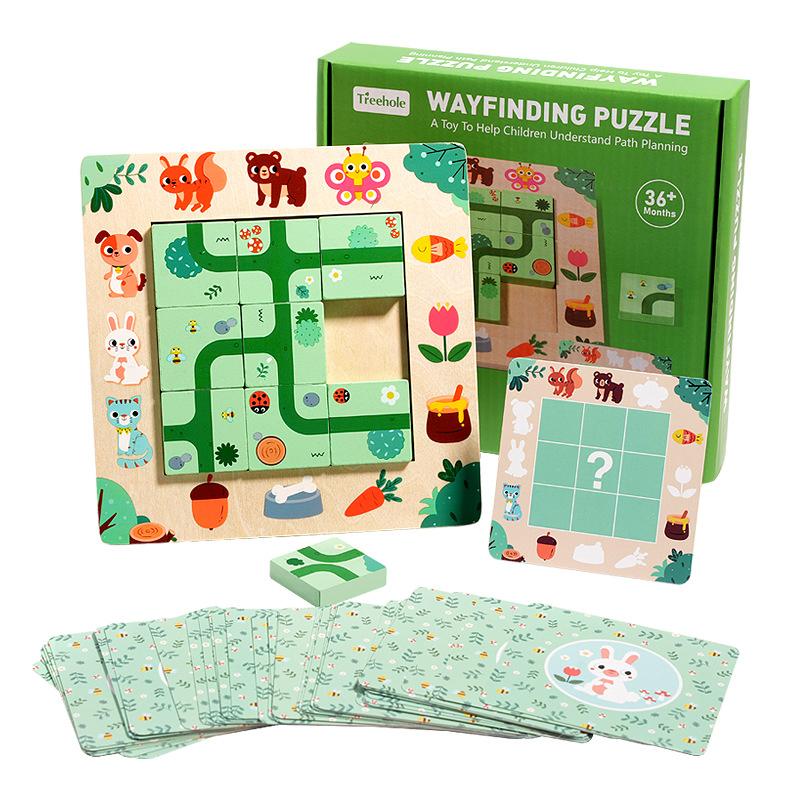 Kids Montessori Maze Puzzle Path Finding Board Game Animal Logic Puzzle Educational Toy Brain Teaser Thinking Game