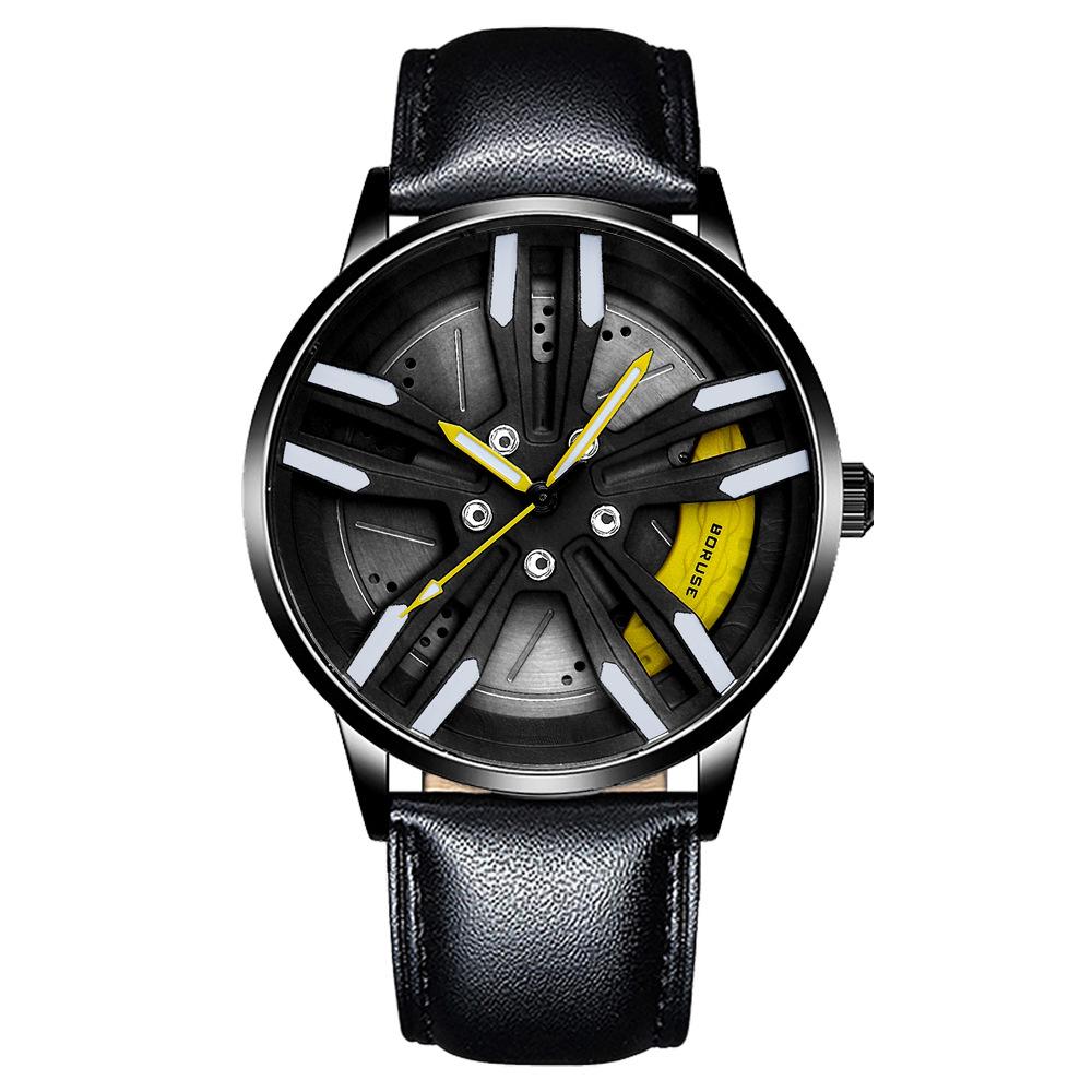 Boruse Trendy Men'S Watch Student Belt Wheel Hub Caliper Waterproof Luminous Quartz Watch