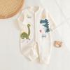 100% Cotton Baby Romper Long Sleeve Seamless Design Single Row Buttons Soft Class A Safety Newborn Bodysuit Simple Style