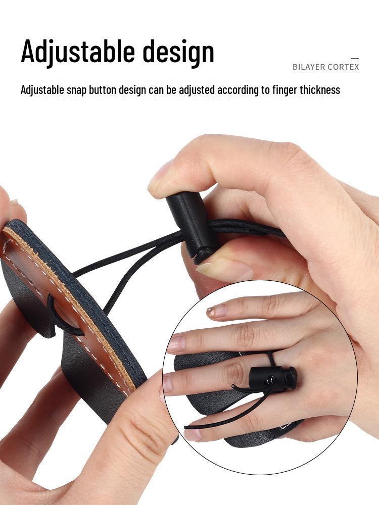 Adjustable Double Layer Leather Archery Finger Guard for Traditional Recurve Bows - Outdoor Hunting & Competitive Use
