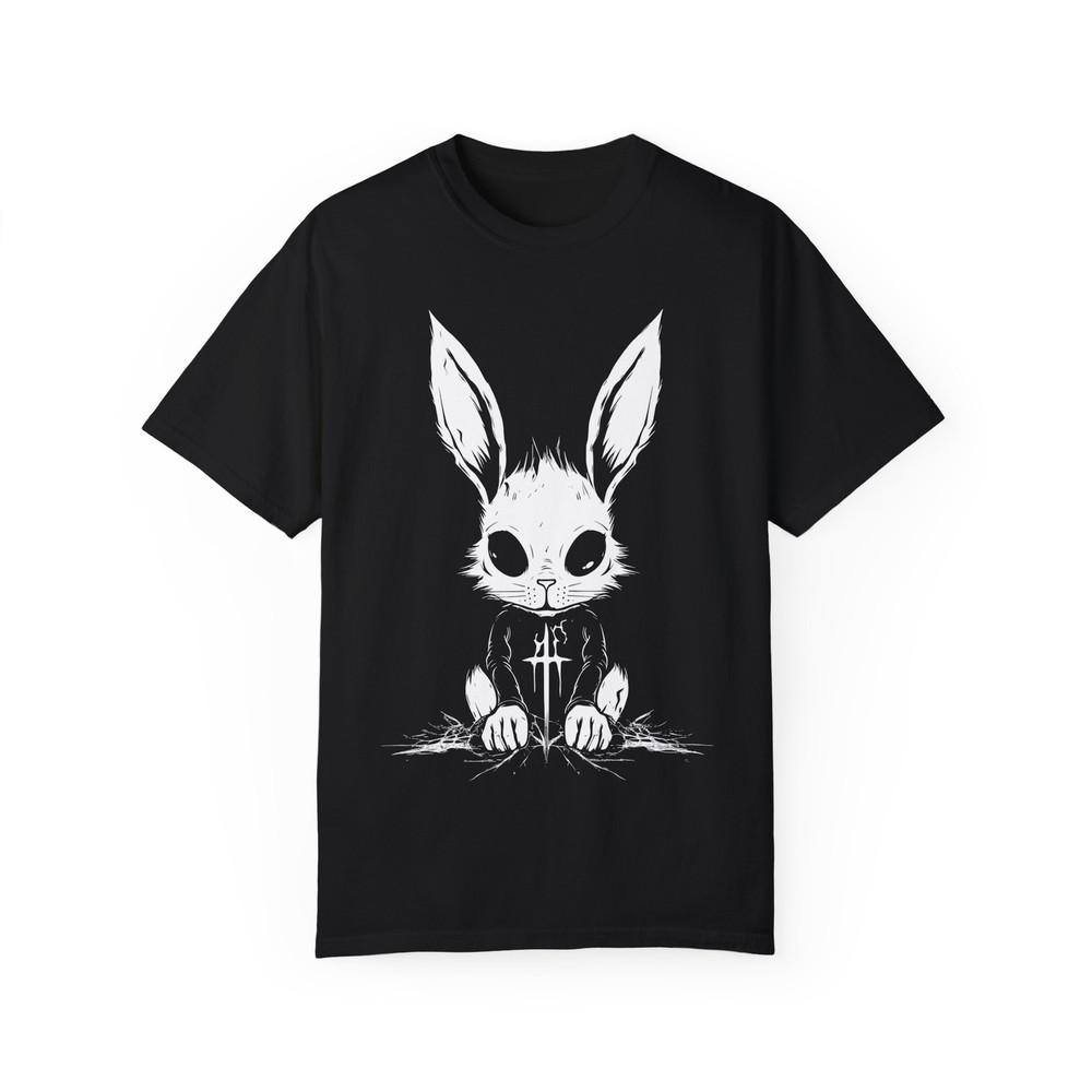 Gothic Black Metal Bunny | Weirdcore | Goth Cross Shirt Unisex T-Shirt S