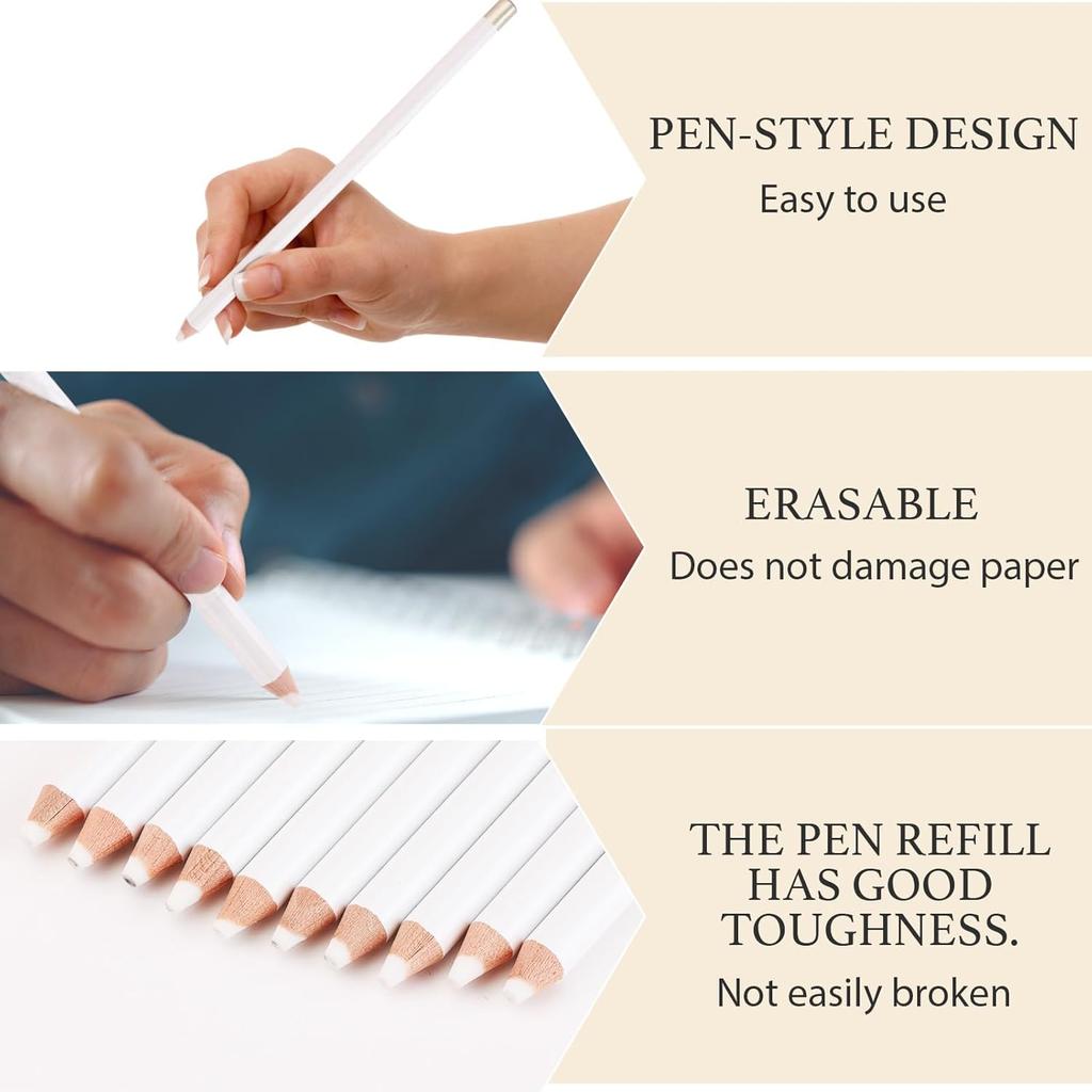 10 Pcs Eraser Pencils and 1 Sharpener, Fine Detail Eraser Pen for Sketching/Charcoal Drawings/Colored Pencils