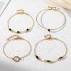 4Pcs/Set Imitation Gemstone Bangle Set Green Color Jewelry Set Fashion Hollow Bracelet