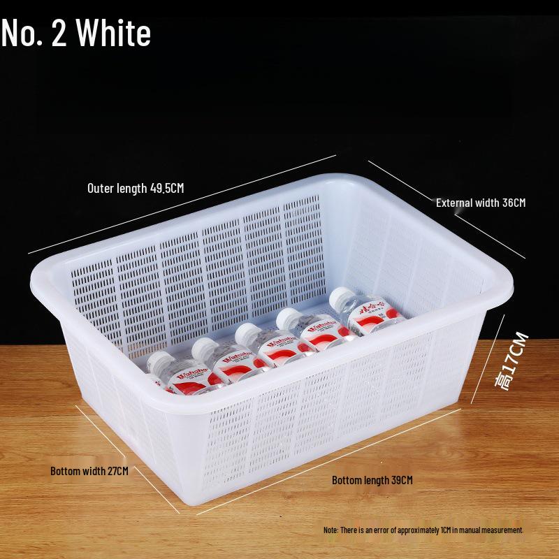 Large White Plastic Rectangular Kitchen Basket for Draining, Washing, and Storage