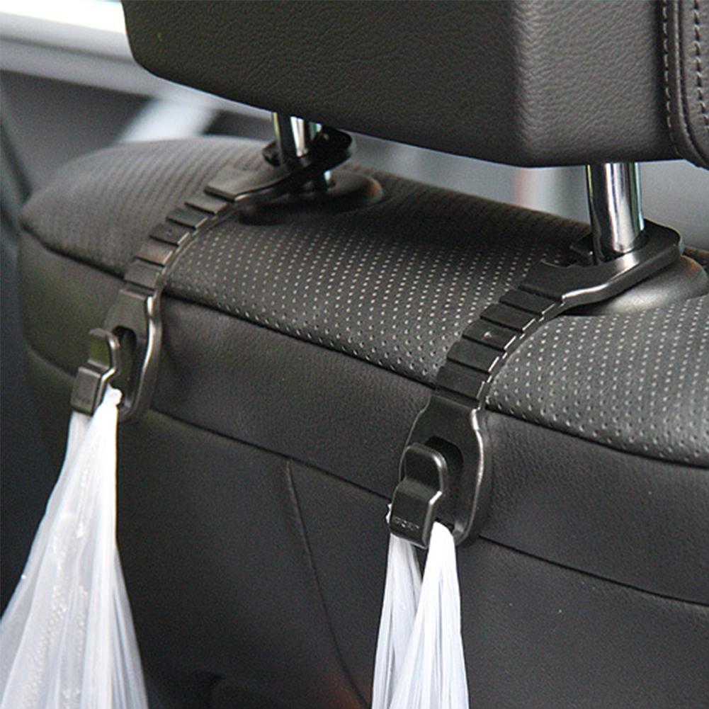 2Pcs Double Head Hooks Car Seat Back Headrest Hanger Car Bag Pouch Clothes Hanging Hook Fastener Clip Car Interior Accessories