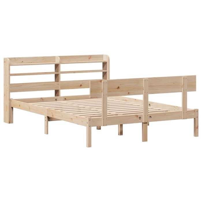 VidaXL Bed Frames with Headboard 140x190 Cm Solid Pine Wood, Bed, Bedroom Furniture, Wooden Bed, Bed 3306611