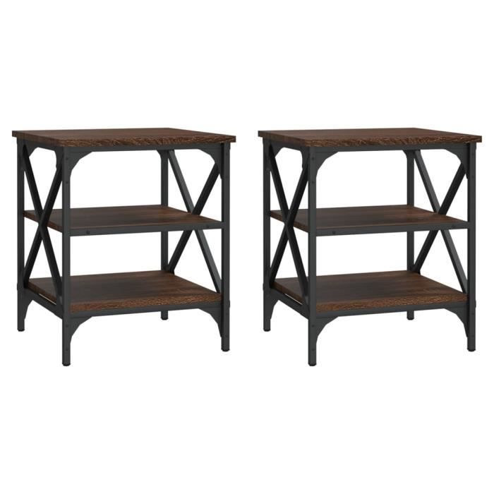 VidaXL Tables d'appoint 2 pcs Chêne marron 40x42x50 cm Bois ingénierie 825781
