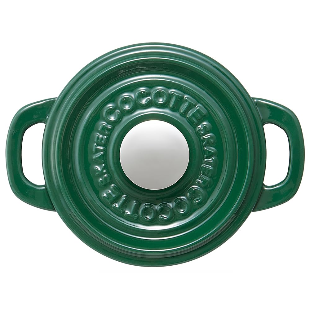Skater Cocotte Pot, Induction Compatible, Double-Handled, Oven Cooking Pot, Iron, Enameled, Leaf Green, 12cm, INCT12N-A