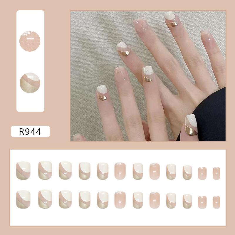 

Молочный кофе серебряный мелкий блеск чистый и простой накладной ноготь патч съемная носимая броня 24 штуки