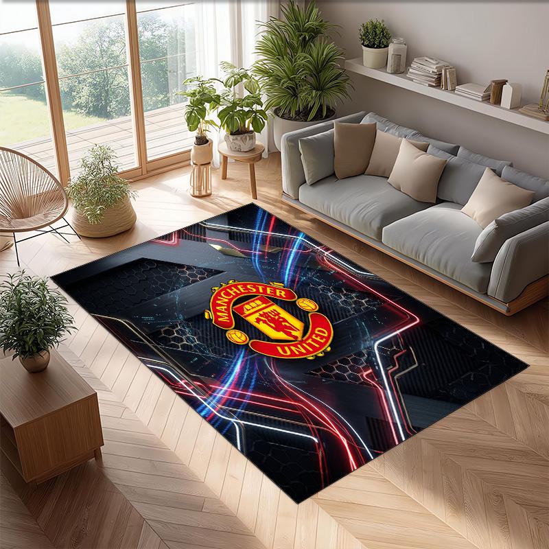 Tappeto in Flanella Stampato Manchester United Antiscivolo Morbido Poliestere Tappeto per Pavimento Tappetino Decorativo per Interni per Camera da Letto Soggiorno Divano