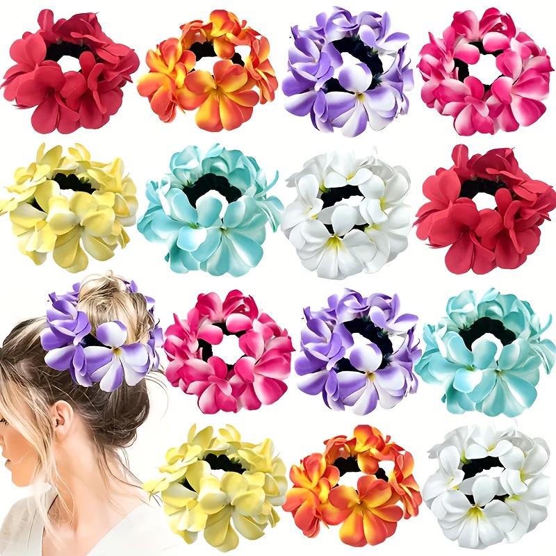 High Quality7pcs Set, Women'S Gradient Faux Flower Elastic Hair Ties, Spring And Summer Valentine'S Day Hair Accessories, Bohemian Sweet Beach Style.