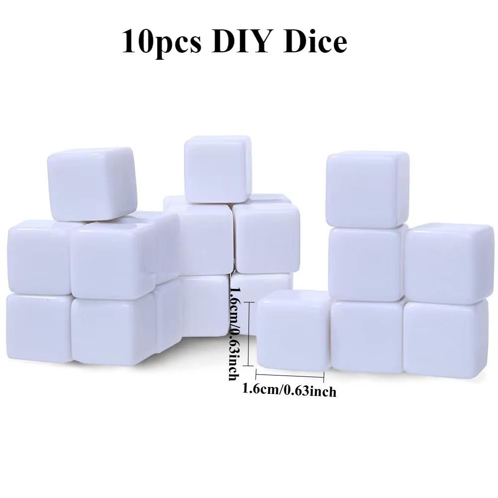 10 szt. 16 MM Okrągłe Puste Sześcienne Kości do Pisania Dużym Pisakiem do Gry Planszowej DIY Zabawa i Nauka Zestaw Kości Tablicowych