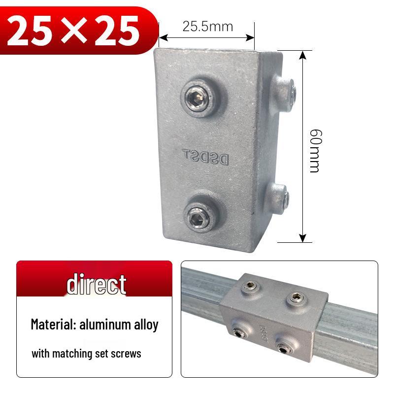 Galvanized Aluminum Alloy Square Tube Connector Fastener Joint, 20/25/30mm