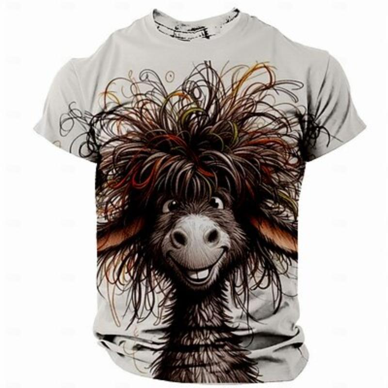 

Футболка мужская с принтом в стиле ретро и 3D, повседневная, с принтом осла, уличная, повседневная, с коротким рукавом, с круглым вырезом, одежда для весны и лета XXL