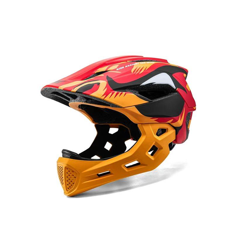 Детский съемный полный шлем, спортивный безопасный велосипедный шлем, защитное снаряжение оранжевый