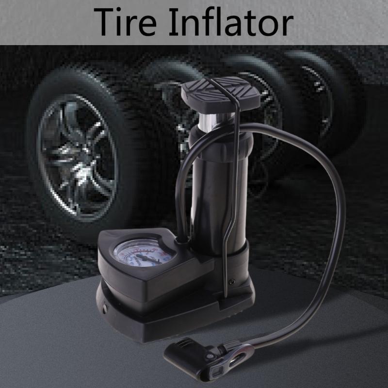 Tire Inflator Tyre Air Compressor with Pressure Gauge for Motorcycle Foot Air Pump