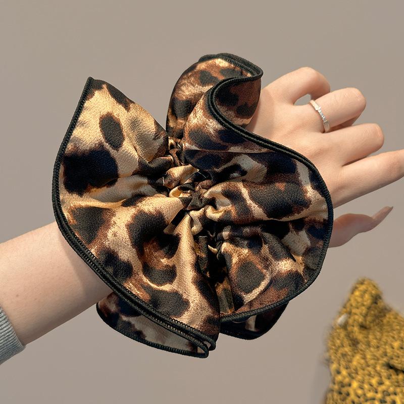 Double-layer Leopard Print Large Intestine Hair Tie for Women With Ponytail Hair Rope  New  Headband Fashion Headwear