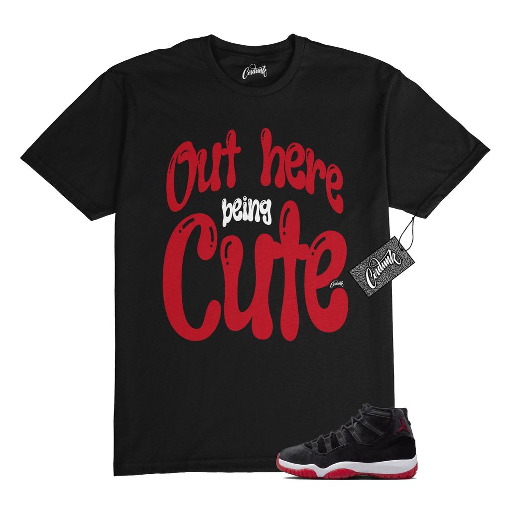 11 Bred Velvet Gym Red 2024 Black White T Shirt to Match C3