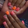 24Pcs Y2K Punk Short Duck Shaped Press On Nails Rose Pink Black French Tips With Diamond Star Flower Decor Fake Nails