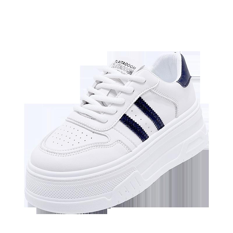 Star with the same thick-soled white shoes leather heightening shoes Internet celebrity sports breathable board shoes Ruian manufacturers casual shoes