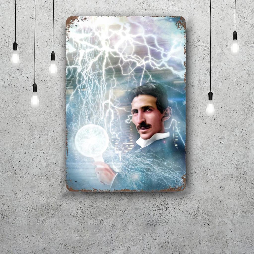 Nikola Tesla Vintage Tin Sign Home Decor Wall Decor Art Wall Mural Room Decoration Decor Retro Metal Sign Plate Bar Posters