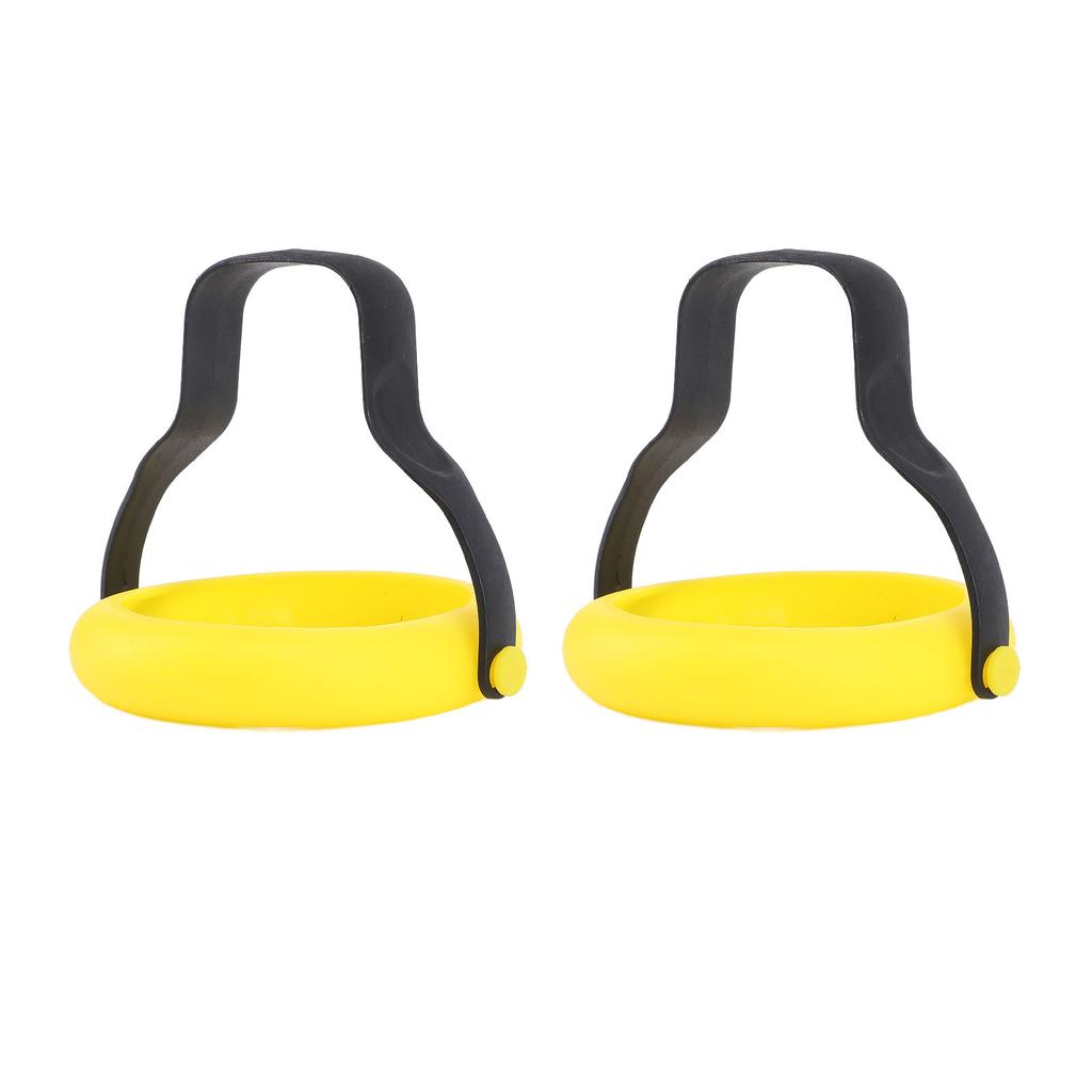 2 Pcs Silicone Egg Ring Heat Resistant Nylon Handle Dishwasher Safe Non Stick Round Egg Shaper