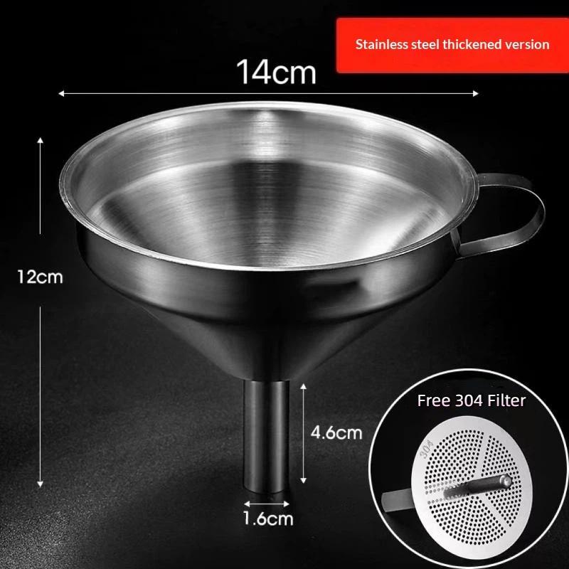 304 Stainless Steel Funnel Filter Set Rust Resistant Food Grade Wide Mouth for Kitchen Canning Liquid Transfer Home Baking Use