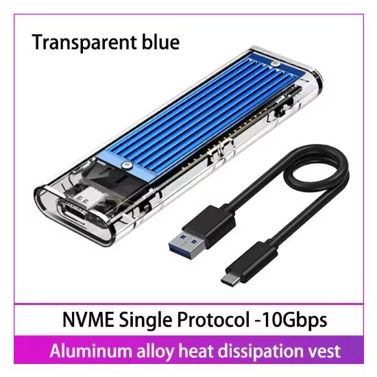 M.2 NVMe SSD Enclosure USB3.1 Gen2 External SSD Case Clear Hard Drive Adapter 10Gbps M.2 NVMe to USB Adapter Support UASP for PCIe NVMe SSD