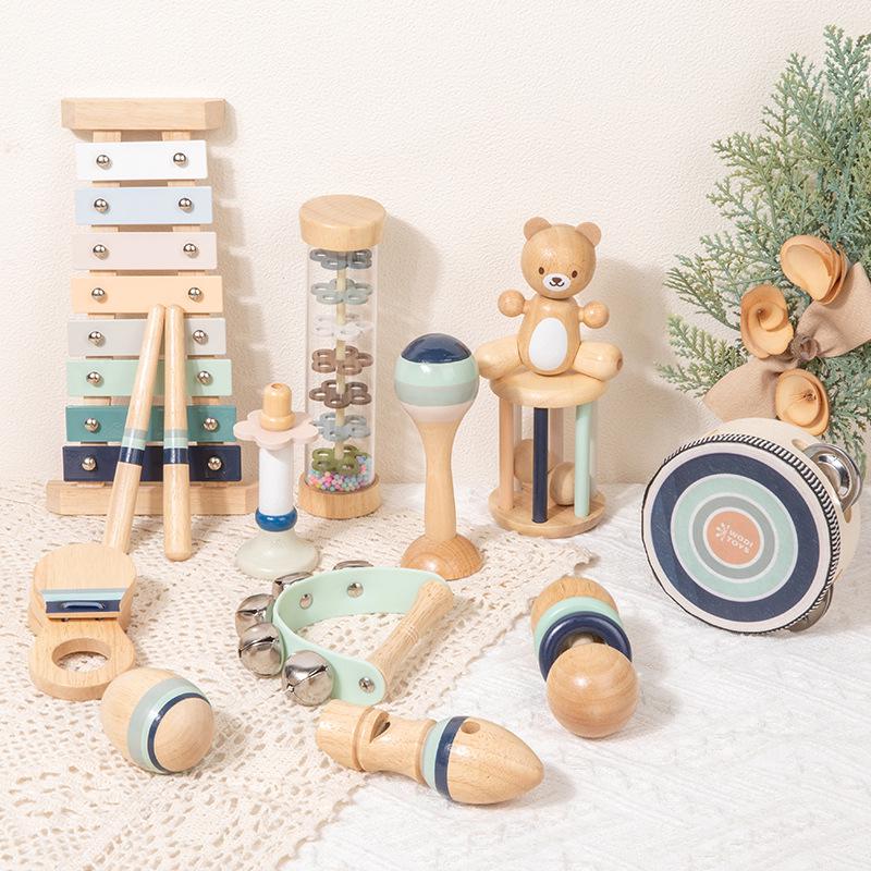 Children's Musical Wooden Rattle Toy Set for Early Education and Gift