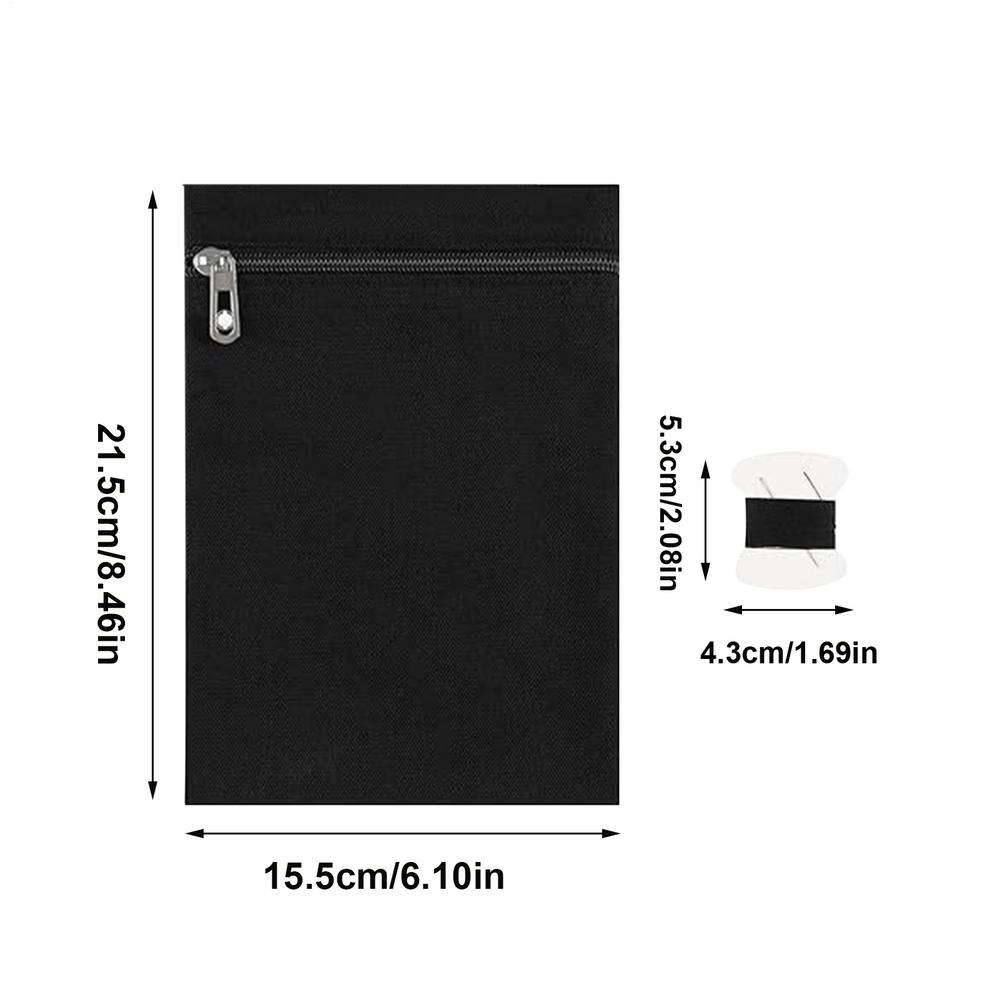 

2 Pieces Anti-Theft Security Pouch Zipper Pocket Sew on Pockets with 4 Thread Spools for Jacket Clothes Coat Sweatshirt Shirt чорний
