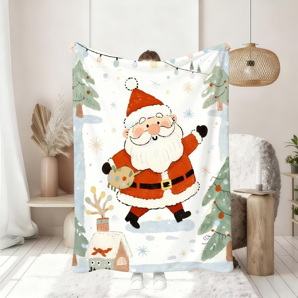 Merry Christmas Santa Claus Blanket Soft Throw Blanket for Home Bedroom Bed Sofa Picnic Travel Office Rest Cover Blanket Gift