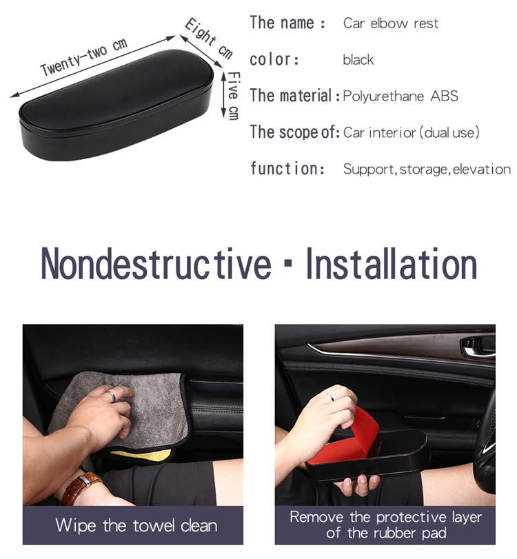 Universal Car Door Storage Box with Light: Left Elbow Rest and Armrest Pad