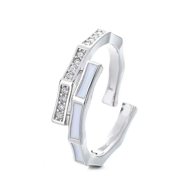 Bamboo Ring Female Medieval Niche Unique Design Sense Foreign Gas Enamel Decoration Adjustable Ring Korean Style